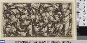 Rankenwerk aus Vase mit Putto