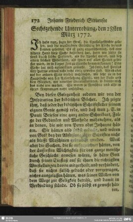 Sechszehende Unterredung, den 28sten März 1772