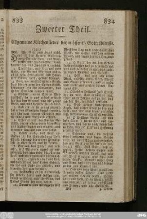 Allgemeine Kirchenlieder beym öffentl. Gottesdienste.