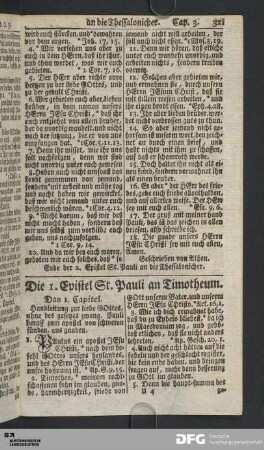 Die 1. Epistel St. Pauli an Timotheum.