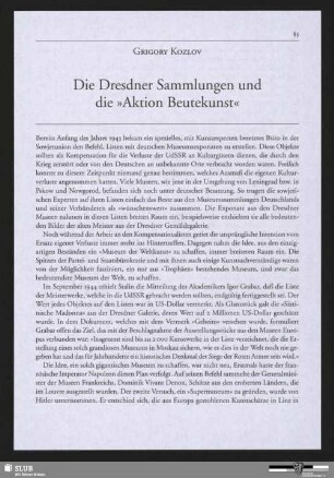 Die Dresdner Sammlungen und die "Aktion Beutekunst"