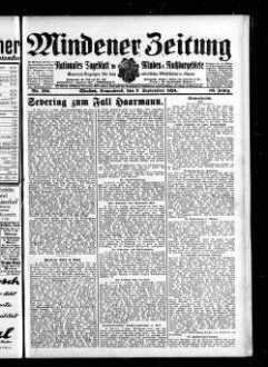 Mindener Zeitung : nationales Tageblatt für Minden u. Nachbargebiete : General-Anzeiger für den nördl. Reg.-Bezirk Minden