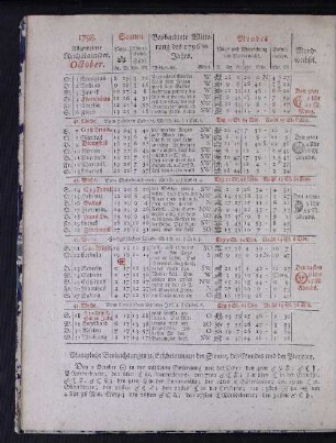 1798. Allgemeiner Reichskalender. October.