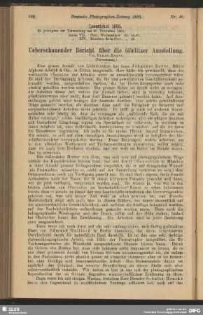 Ueberschauender Bericht über die Görlitzer Ausstellung