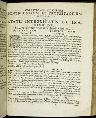 Disputatio XI. De Statu Integritatis Et Imagine Dei. Resp. Johanne Georgio Scharff/ Kelbra-Thuringo.
