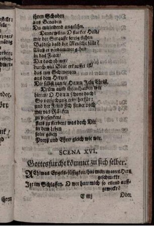 Scena XVI. Gottesfurcht kömmet zu sich selber