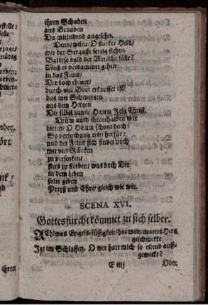 Scena XVI. Gottesfurcht kömmet zu sich selber