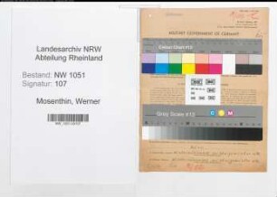 Entnazifizierung Werner Mosenthin , geb. 17.09.1910 (Foerster)