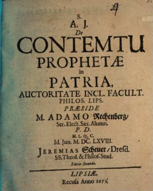 De contemtu prophetae in patria