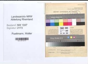 Entnazifizierung Walter Puettmann , geb. 31.05.1901 (Lehrer)