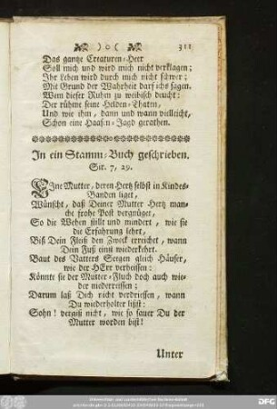 In ein Stamm-Buch geschrieben. Sir. 7, 29.