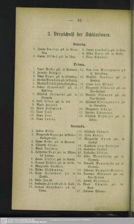 3. Verzeichniß der Schülerinnen