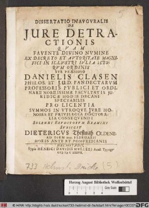 Dissertatio Inauguralis De Iure Detractionis