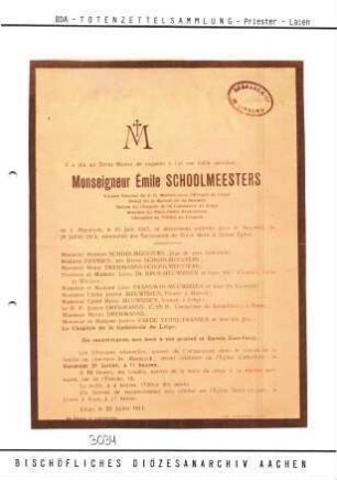 Schoolmeesters, Msgr. Emile