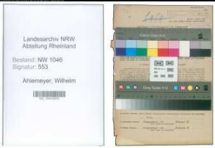 Entnazifizierung Wilhelm Ahlemeyer , geb. 24.08.1896 (Lehrer)