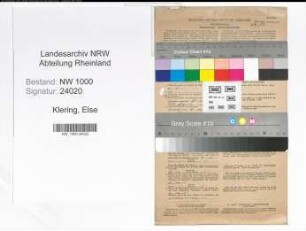 Entnazifizierung Else Klering, geb. 27.02.1918 (Bueroangest.)