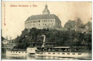Hirschstein. Schloss mit Dampfer