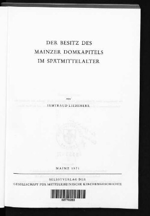 Der Besitz des Mainzer Domkapitels im Spätmittelalter