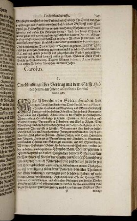 I. Quedlinburgischer Vertrag mit dem Stifft Hildesheimb, am Abend Ascensionis Domini Anno 1523.