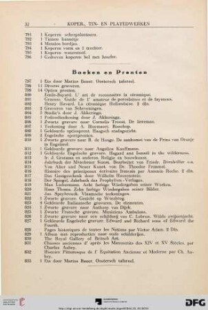 Boeken en Prenten (Nr. 797-833)