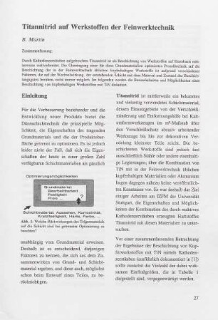 Titannitrid auf Werkstoffen der Feinwerktechnik