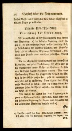 Zweyte Unterscheidung. Einrichtung der Verwaltung