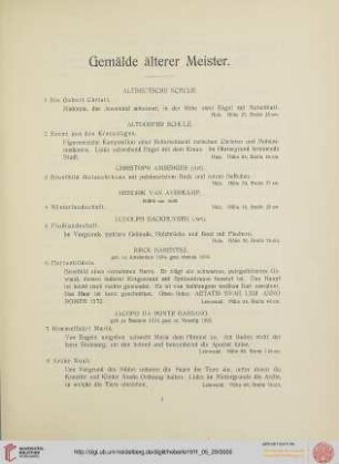 Gemälde älterer Meister (Nr. 1-188)