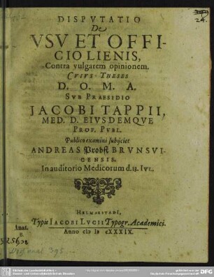 De usu et officio liensis : contra vulgarem opinionem