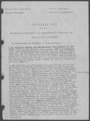 Weil/Schönbuch mit Breitenstein und Neuweiler: Pfarrbericht 1933