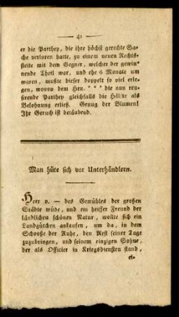 Man hüte sich vor Unterhändlern