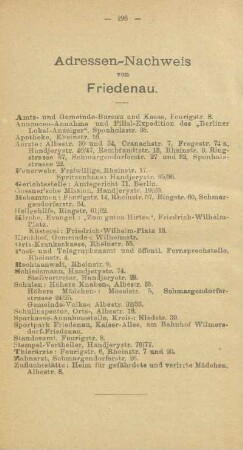 Adressen-Nachweis von Friedenau