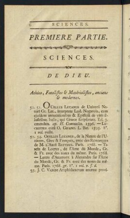 Premiere Partie. Sciences.