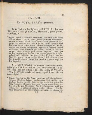 Cap. VIII. De Vita Beata generatim.