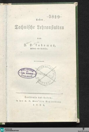 Ueber technische Lehranstalten