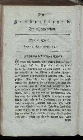 CXXIV. Stück, den 15. November 1777