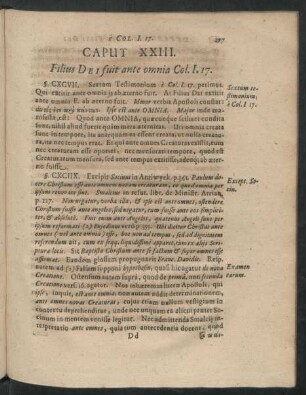 Caput XXIII. Filius Dei fuit ante omnia Col. I.17