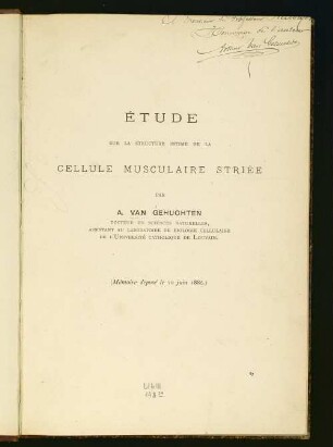 Étude sur la structure intime de la cellule musculaire striée