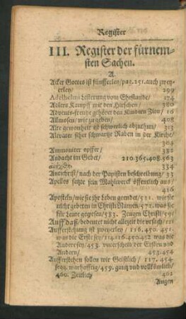 III. Register der fürnemsten Sachen