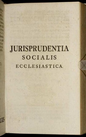 Jurisprudentia Socialis Ecclesiastica.