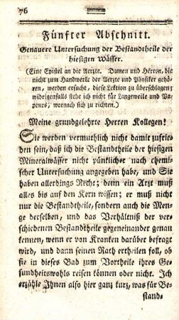 Fünfter Abschnitt. Genauere Untersuchung der Bestandtheile der hiesigen Wässer.