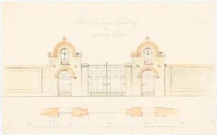 Portal zum Kirchhof einer russischen Kirche: Grundriss, Aufriss