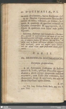 Cap. II. De Menstruis Docimasticis, Eorumque praeparatione
