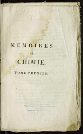 Mémoires de chimie; Bd. 1