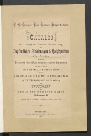 Kupferst., Radierungen, Holzschn., Ornamente aus dem Besitz G. A. Freund, Berlin : 1.5.
