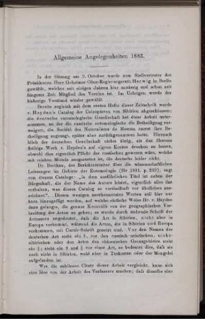 Allgemeine Angelegenheiten 1883.
