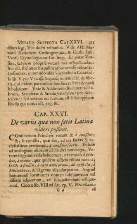 Cap. XXVI. De variis quae non satis Latina videri possunt.