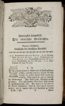 Zwanzigstes Hauptstück. Die römische Geschichte