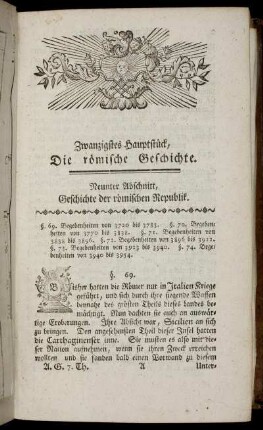 Zwanzigstes Hauptstück. Die römische Geschichte