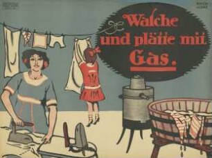 Wasche und plätte mit Gas
