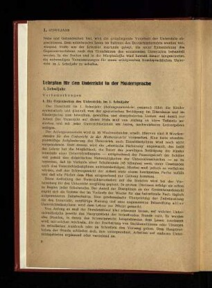 Lehrplan für den Unterricht in der Muttersprache: 1. Schuljahr